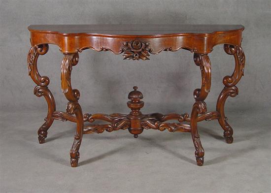 Appraisal: Mahogany Console Table Late th Century Four carved cabriole legs