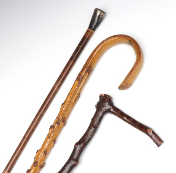 Appraisal: ANTIQUE WALKING STICKS AND CANES A straight walking stick with