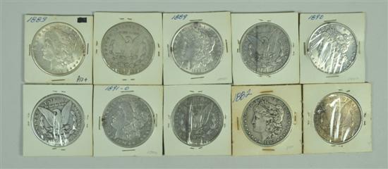 Appraisal: Ten Circulated Morgan Dollars Dates include -S -O -S coins