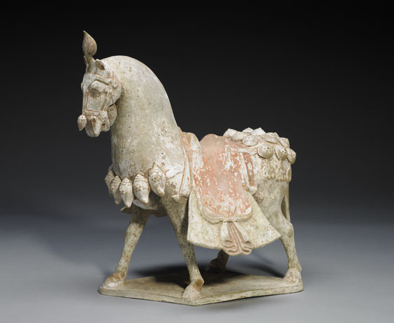 Appraisal: NORTHERN QI POTTERY HORSE Very finely modeled Chinese Northern Qi