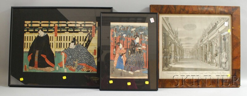 Appraisal: Two Framed Japanese Woodblock Prints and a Framed th Century