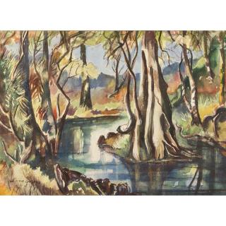 Appraisal: Dixie Cooley Painting Framed watercolor river scene by Dixie Cooley