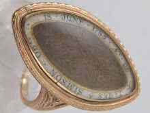 Appraisal: A navette formed mourning ring set in yellow metal tests