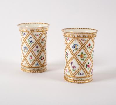 Appraisal: A pair of th Century porcelain spill vases painted flowers