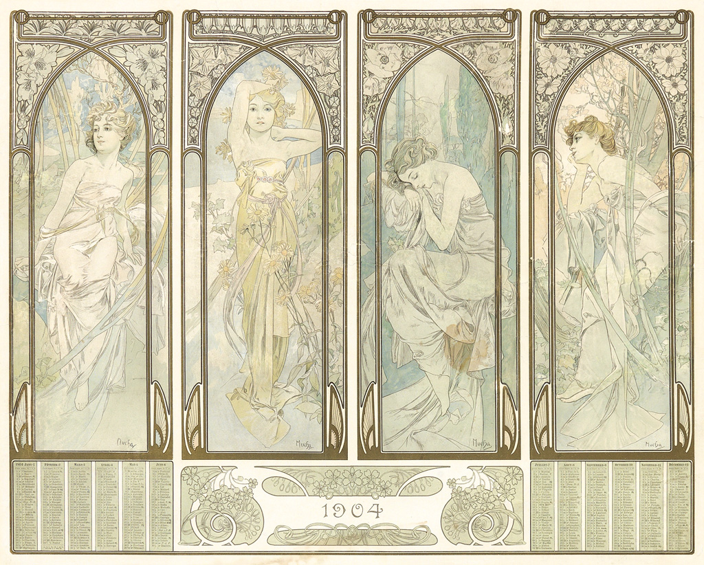 Appraisal: ALPHONSE MUCHA - TIMES OF THE DAY x inches x