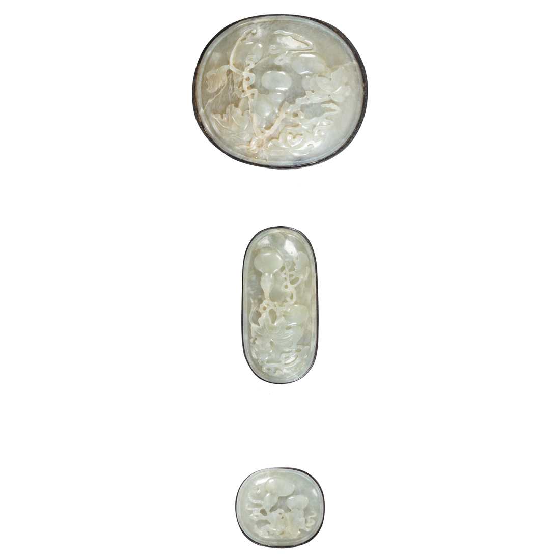 Appraisal: SET OF THREE CHINESE WHITE JADE RUYI SCEPTER PLAQUES Set