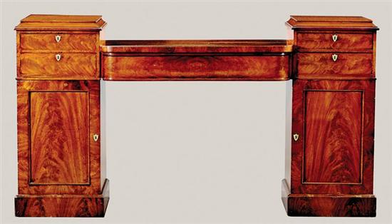 Appraisal: William IV mahogany pedestal sideboard circa floating bow front center