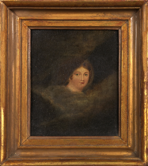 Appraisal: Unusual Small Georgian Oil-on-Panel Mourning Portrait second quarter th century