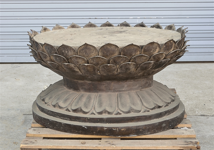 Appraisal: Large Chinese bronze lotus stand x x approx Condition wear