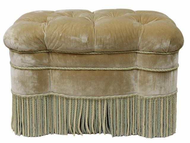 Appraisal: Custom upholstered velvet ottoman late th c button-tufted seat twisted