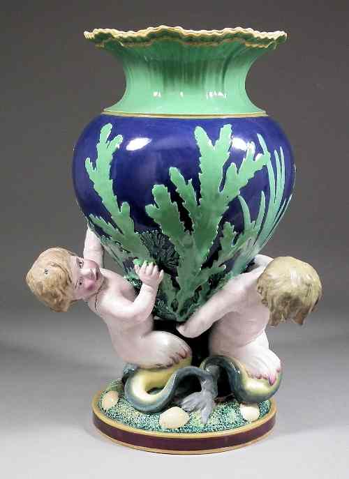 Appraisal: A th Century Minton Co majolica ''Triton'' vase modelled as