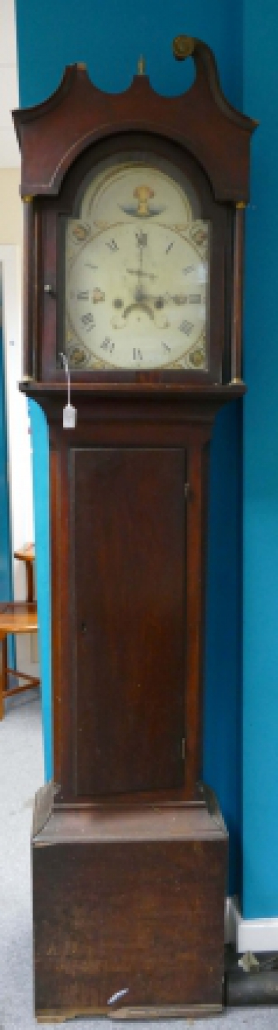 Appraisal: Early th Century Mahogany grandfather clock with long door and