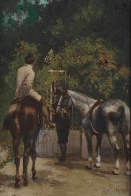 Appraisal: Jean Richard Goubie French - Horses rider and groom Oil