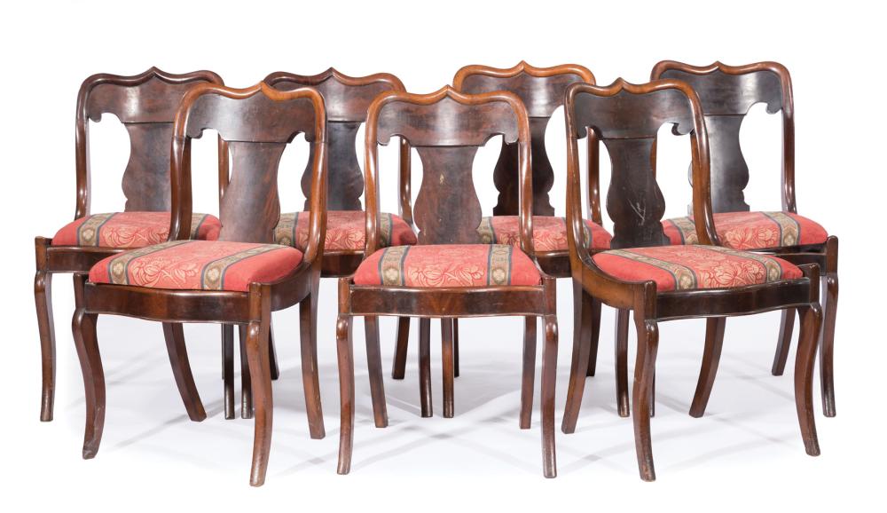 Appraisal: Seven American Late Classical Mahogany Side Chairs mid- th c