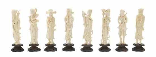 Appraisal: A Set of Eight Chinese Carved Ivory Figures of Immortals