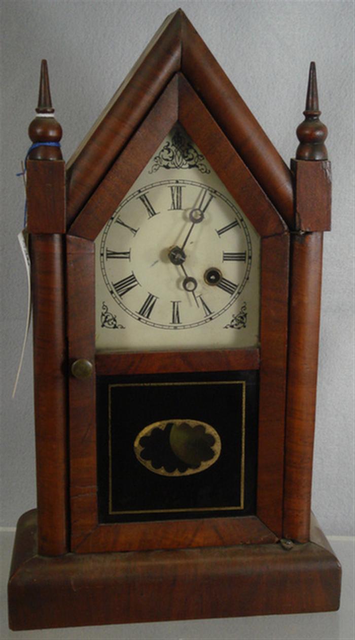 Appraisal: Mahogany hr steeple clock running h Estimate -