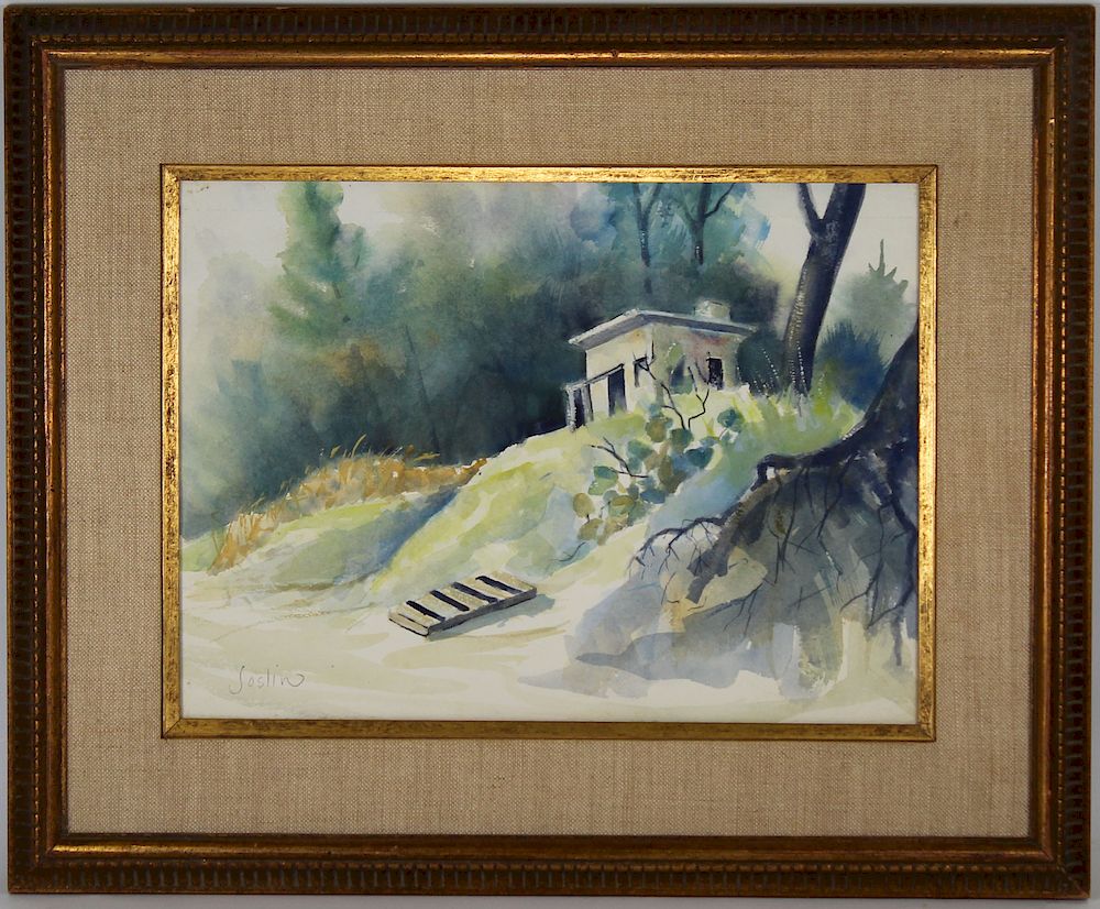 Appraisal: Joslin th C Watercolor of House in a Landscape Joslin