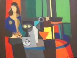 Appraisal: Marcel Mouly French - Interieur Jeune Fille au Corsage Bleu