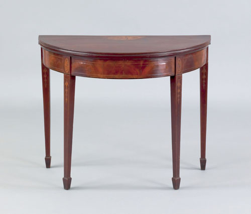 Appraisal: Baltimore Hepplewhite mahogany card table ca the demilune top with