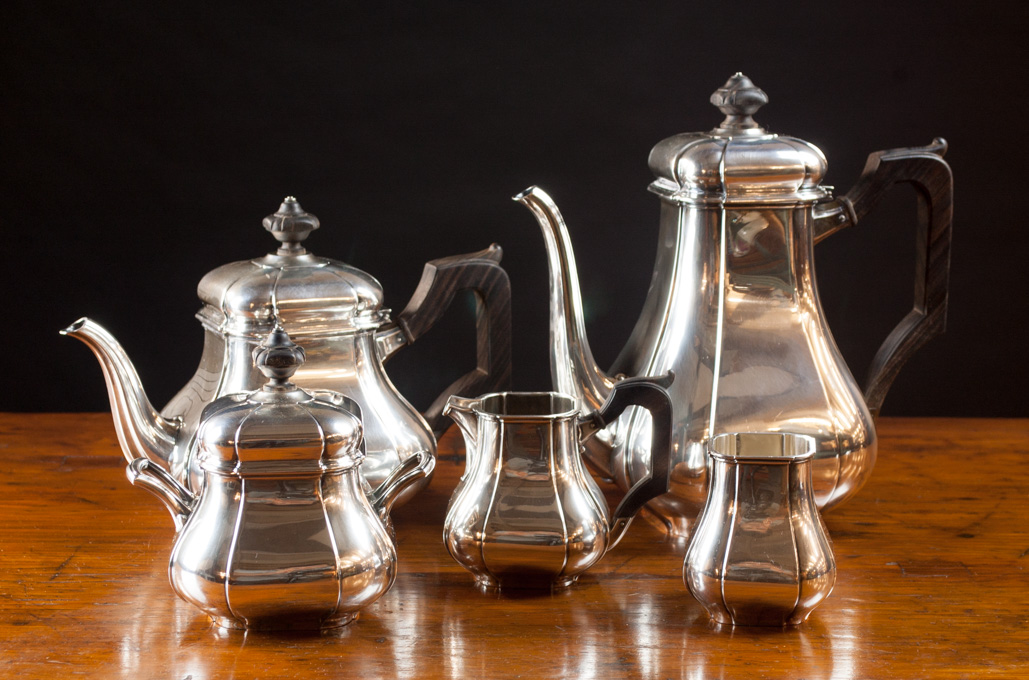 Appraisal: NETHERLANDS FINE SILVER COFFEE AND TEA SERVICE five pieces by