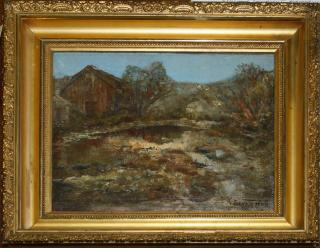 Appraisal: Alfred Bryan Wall American - Red barn and creek o