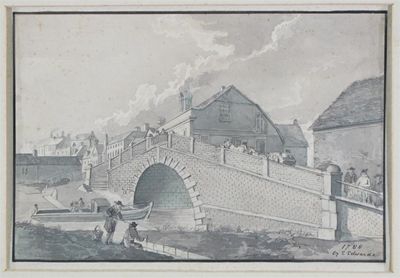 Appraisal: Edward Edwards - Figures on a bridge and fishing in