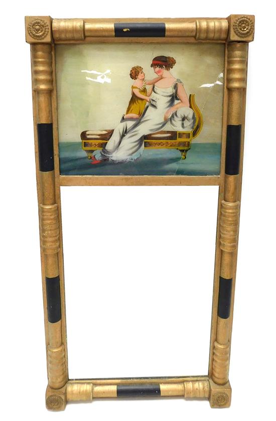 Appraisal: Early th C Federal gilt wall mirror reverse painted tablet