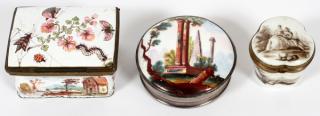 Appraisal: GROUP OF THREE CONTINENTAL ENAMELED BOXES GROUP OF THREE CONTINENTAL