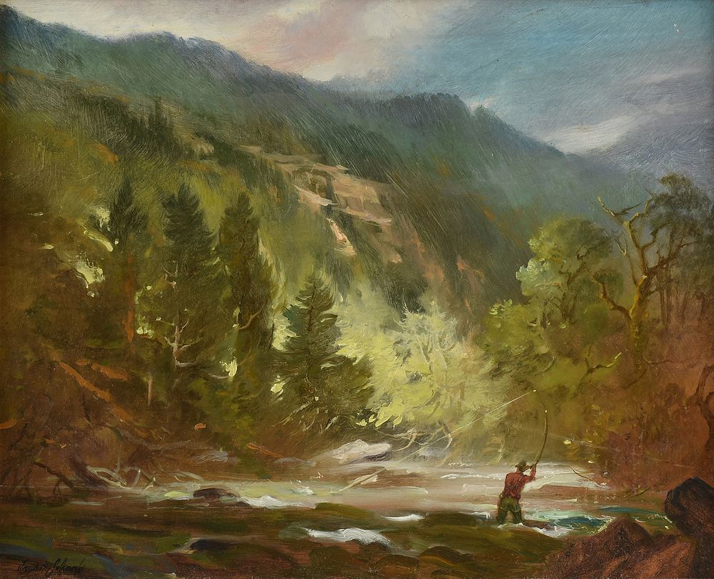 Appraisal: JOSEPH H SULKOWSKI American b A PAINTING Fly Fisherman in