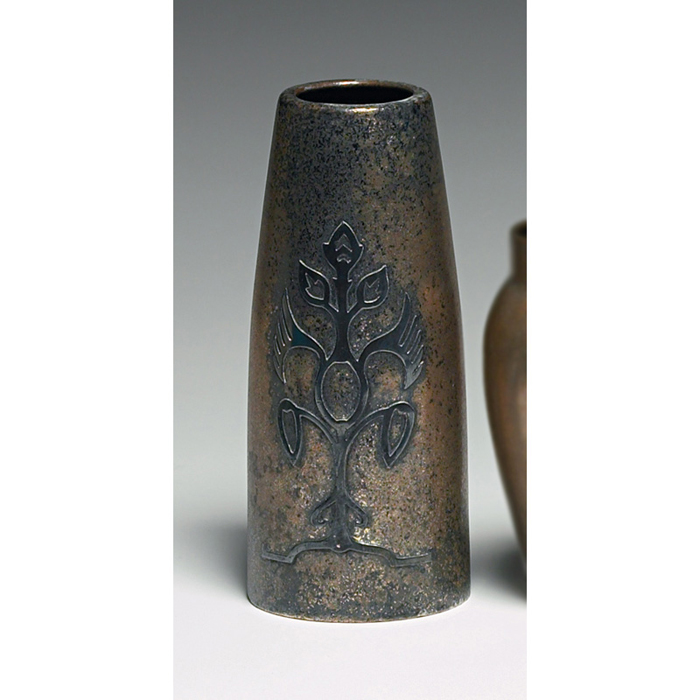 Appraisal: Silver Crest vase bronze with an applied organic design original