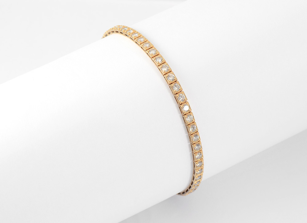 Appraisal: WHITE SAPPHIRE TENNIS BRACELET K yellow gold bracelet contains round