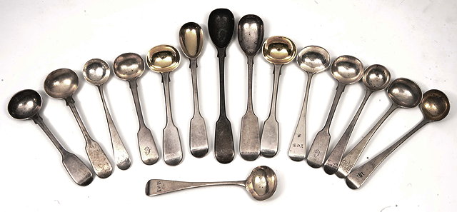 Appraisal: A QUANTITY OF VARIOUS SILVER CONDIMENT AND SALT SPOONS late