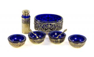 Appraisal: A SET OF AMERICAN STERLING SILVER GILT-WASHED SALTS WEBSTER CO