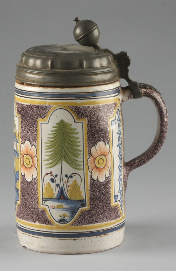 Appraisal: Tankard features oriental motif with pagoda t S