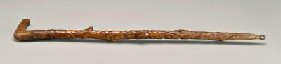 Appraisal: Carved folk art cane fully carved with oak leaves acorns