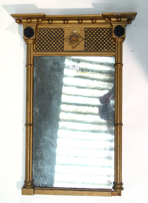 Appraisal: Rectangular Victorian gilded wooden hall mirror with lion mask mouldings