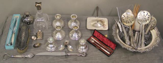 Appraisal: STERLING Large Miscellaneous Grouping Including a cut crystal bowl with