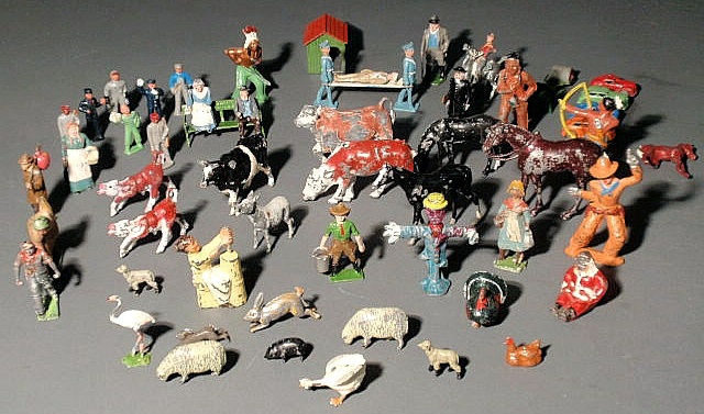 Appraisal: Large group of cast lead toy figures and animals some