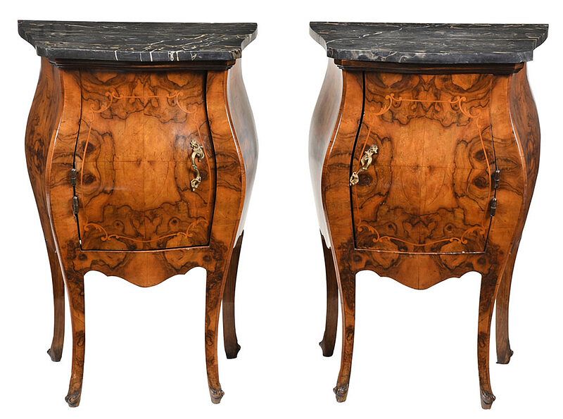 Appraisal: Pair Baroque Style Bomb Bedside Commodes probably Italian th century