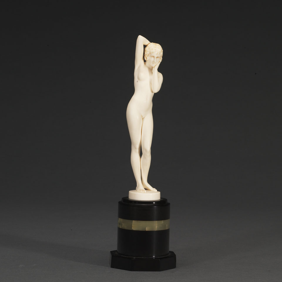 Appraisal: Ferdinand Fritz Preiss - German STANDING NUDE carved ivory slate