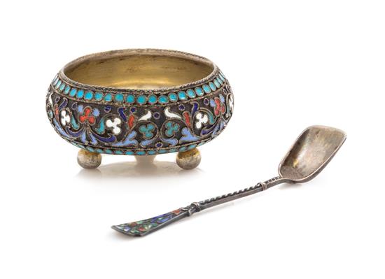 Appraisal: Sale Lot A Russian Enameled Silver Salt Late th century