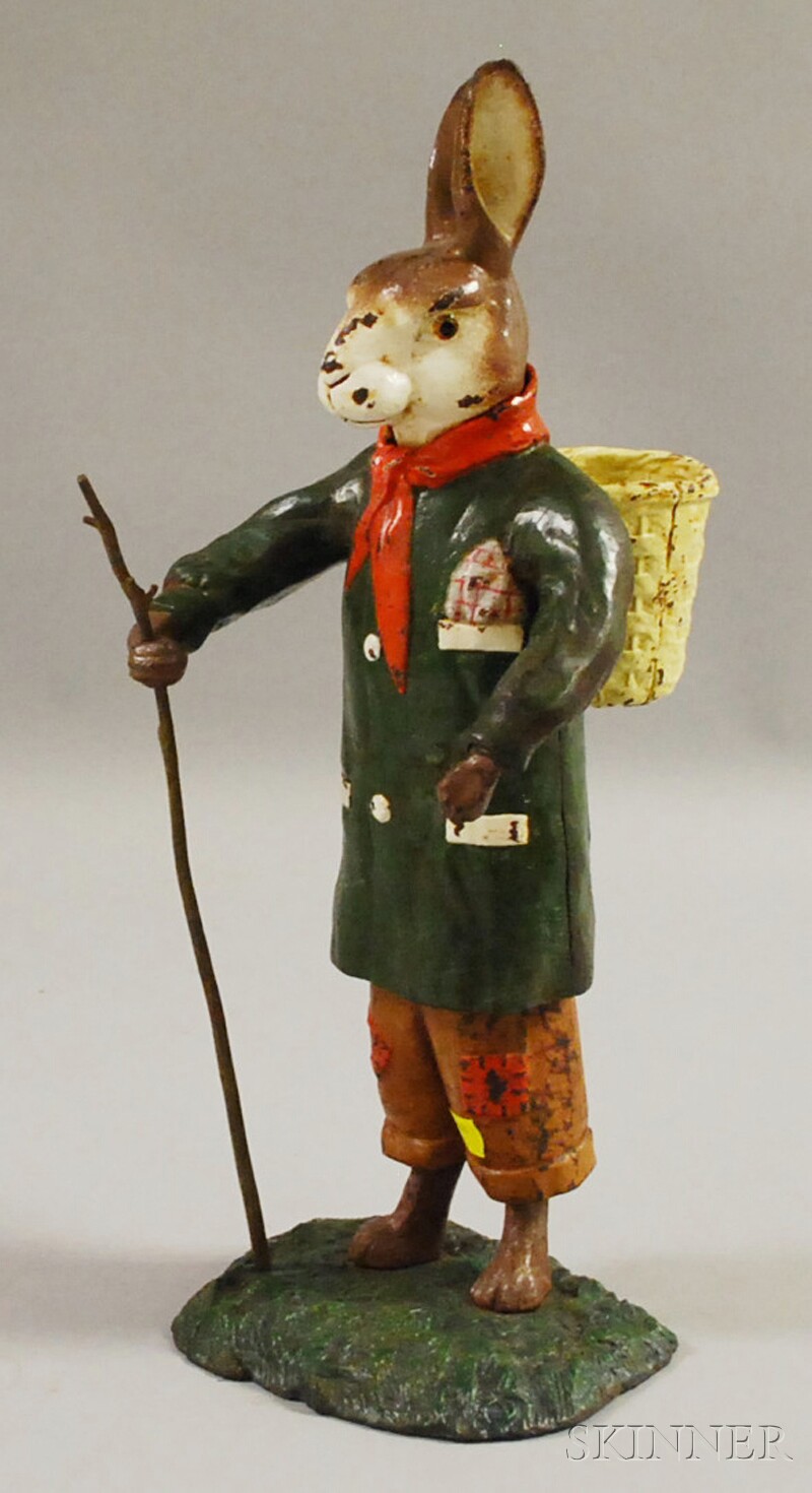 Appraisal: Polychrome-painted Cast Iron Standing Rabbit Figure the figure dressed in