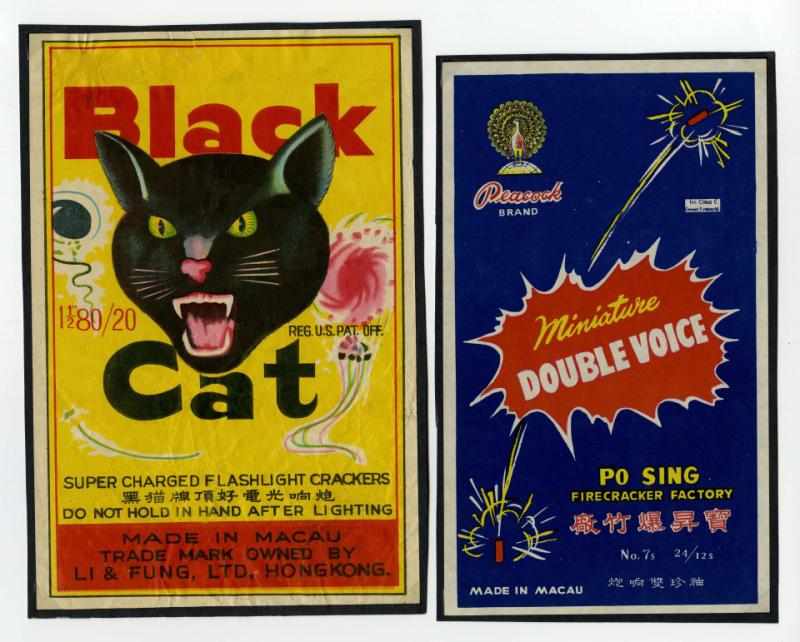 Appraisal: Lot of Firecracker Labels Includes Black Cat Double Voice Cherry