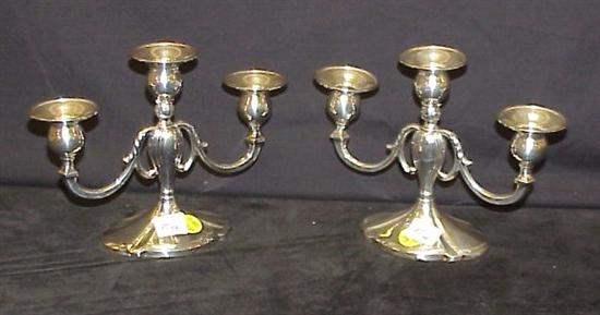 Appraisal: MFH sterling silver two branch candleabra monogrammed R oval base