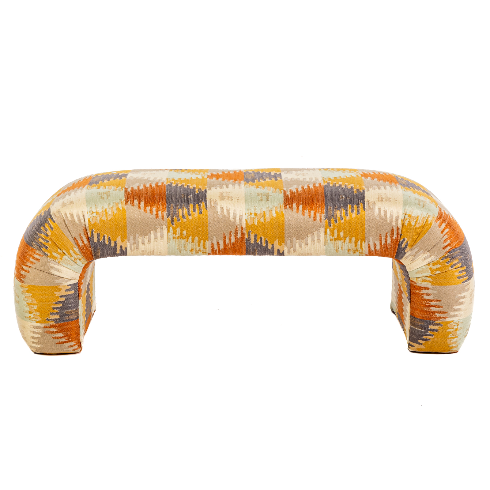 Appraisal: MID- CENTURY UPHOLSTERED WINDOW BENCH Waterfall shaped upholstered bench with