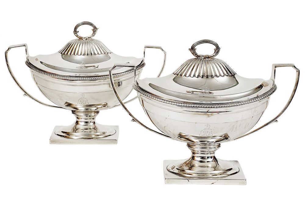 Appraisal: Pr Daniel Pontifex Georgian Sterling Tureens Pair of Daniel Pontifex