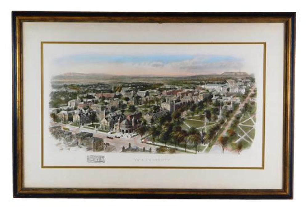 Appraisal: Richard Rummel American - hand-colored photogravure depicting Yale University aerial