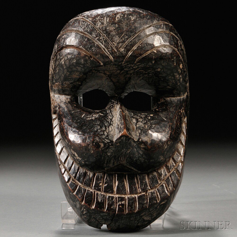 Appraisal: Wooden Mask of a Bearded Man West Himalayas th century