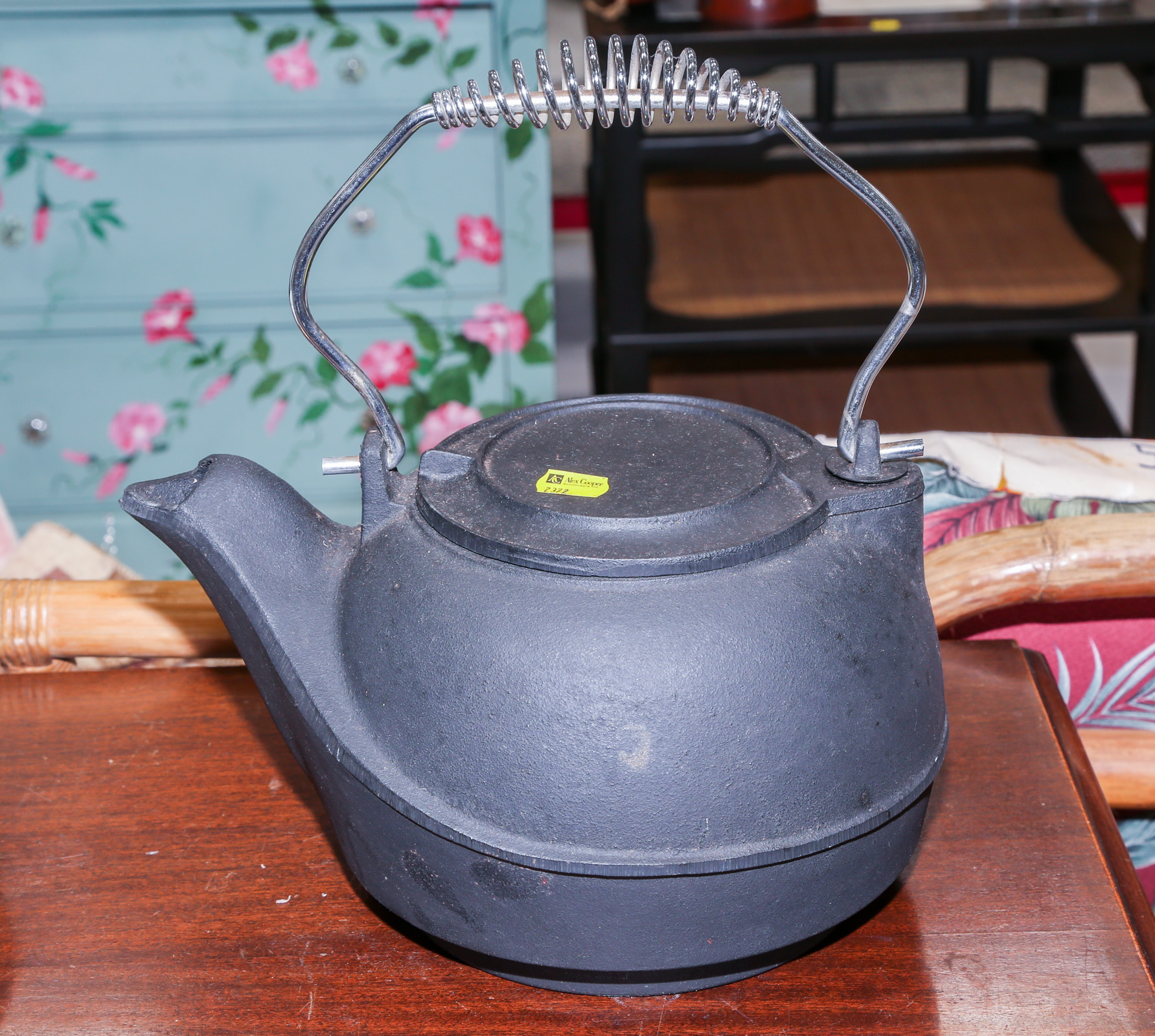 Appraisal: CONTEMPORARY CAST IRON WATER KETTLE in H in L with