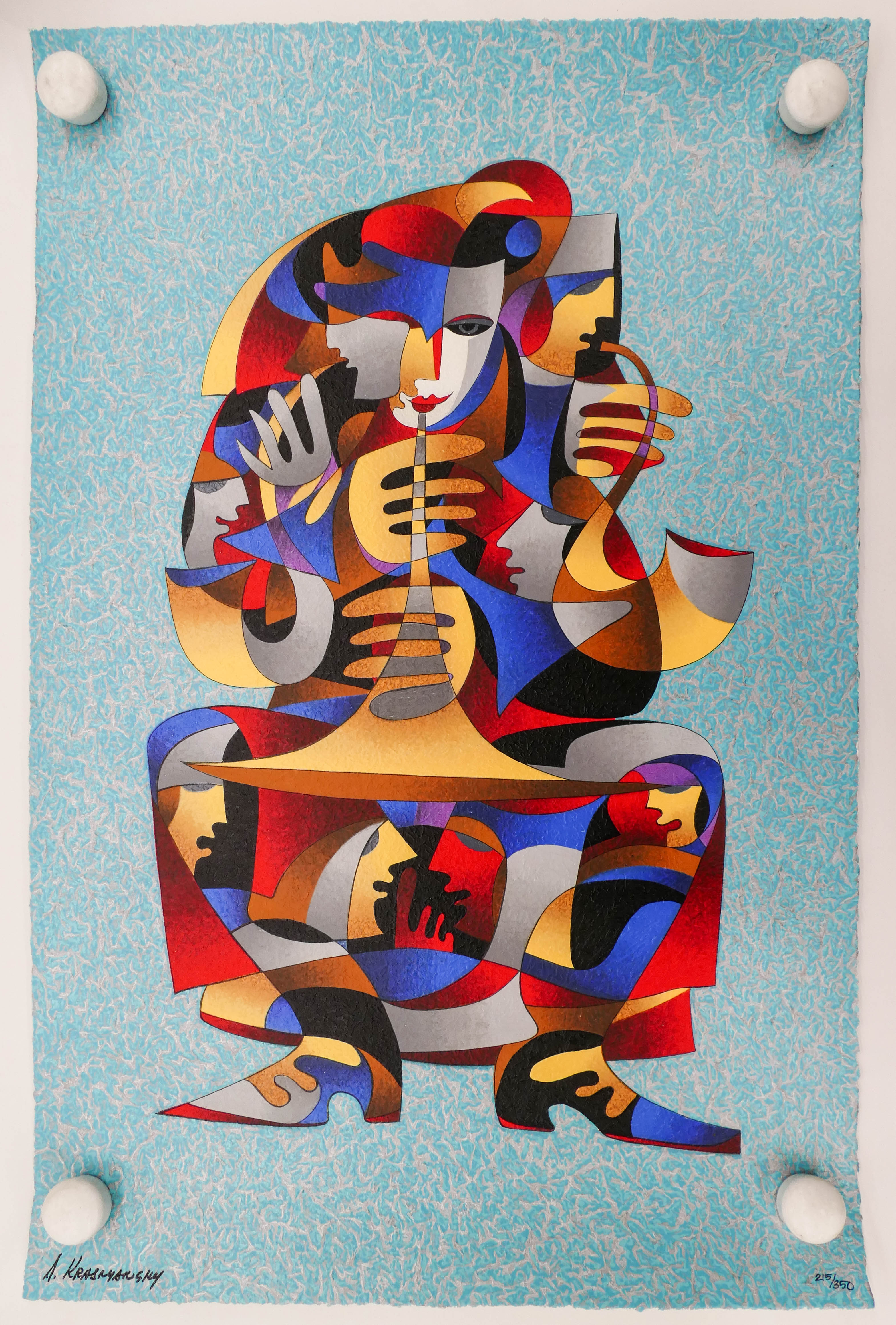 Appraisal: Anatole Krasnyansky 'Flute Player' Serigraph on Wove Paper Loose- x